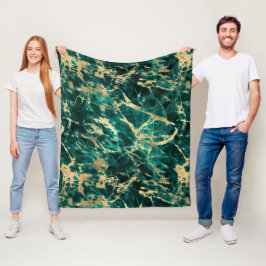 Cobertor De Velo Padrão de Mármore Teal e Dourado Moderno