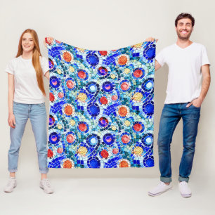 Cobertor De Velo Padrão de Mosaico Multicolorido inspirado no Gaudi