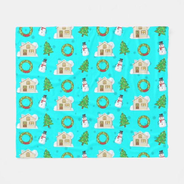 Cobertor De Velo Padrão de Natal   (Frente (Horizontal))