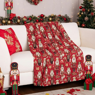 Cobertor De Velo Padrão de Natal de quebra-nozes vermelhos