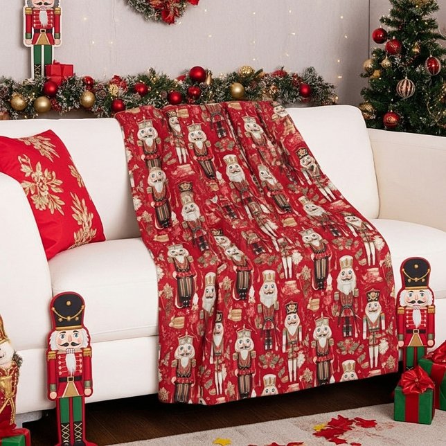 Cobertor De Velo Padrão de Natal de quebra-nozes vermelhos (Criador carregado)