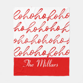 Cobertor De Velo Padrão de Natal de Texto Vermelho e Branco Moderno