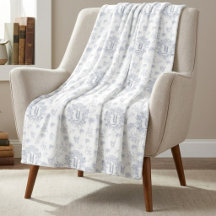 Padrão de Nome Monograma Toile Francês Branco Azul