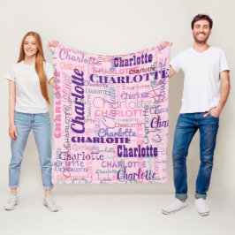 Cobertor De Velo Padrão de Nomes de Pink de Grafite de Nome Longo M