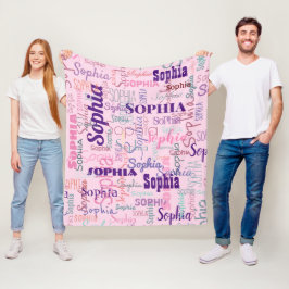 Cobertor De Velo Padrão de Nomes de Pink de Grafite de Nome Moderno