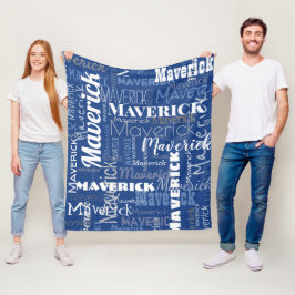 Cobertor De Velo Padrão de nomes longos azuis do Grafite moderno