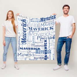 Cobertor De Velo Padrão de Nomes Longos Azuis do Grafite Moderno