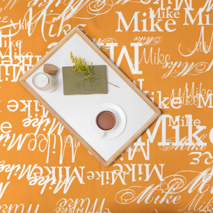 Cobertor De Velo Padrão de Nomes Personalizados em Cor Laranja