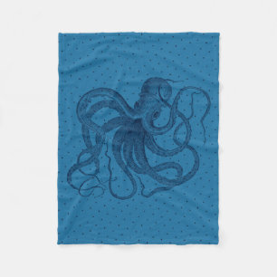 Cobertor De Velo Padrão de Octopus e pontos azuis do Vintage