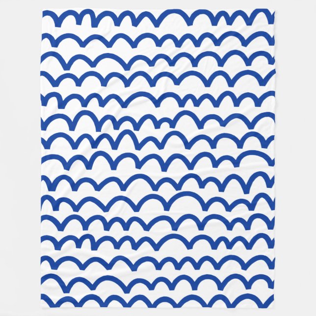 Cobertor De Velo Padrão de onda - Marinho azul em branco (Frente)
