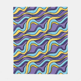 Cobertor De Velo Padrão de Ondas Coloridas Funky Retro Moderno Abst