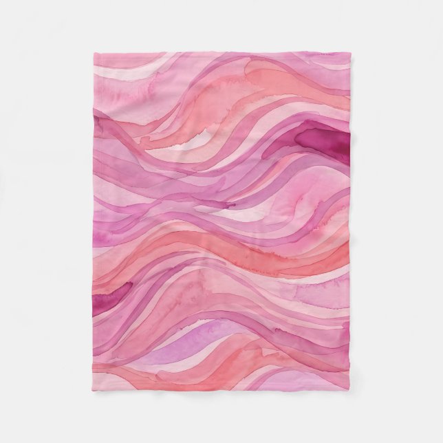 Cobertor De Velo Padrão de Ondas de Aquarela Rosa (Frente)