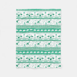 Cobertor De Velo Padrão de Ouro de Contorno do Cão Guia - Verde -