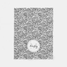 Cobertor De Velo Padrão de Paisley tinta preta travesseiro branco p