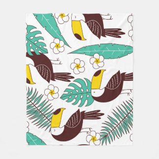 Cobertor De Velo Padrão de Palma da Pintura do Toucan Orchid