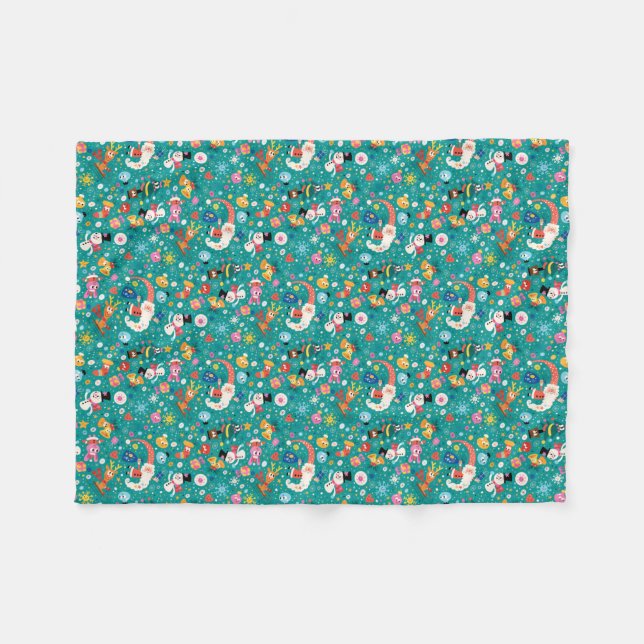 Cobertor De Velo Padrão de Papai Noel e Amigos Felizes (Frente (Horizontal))