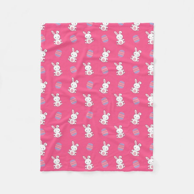 Cobertor De Velo Padrão de páscoa de coelhinho rosado e bonito (Frente)