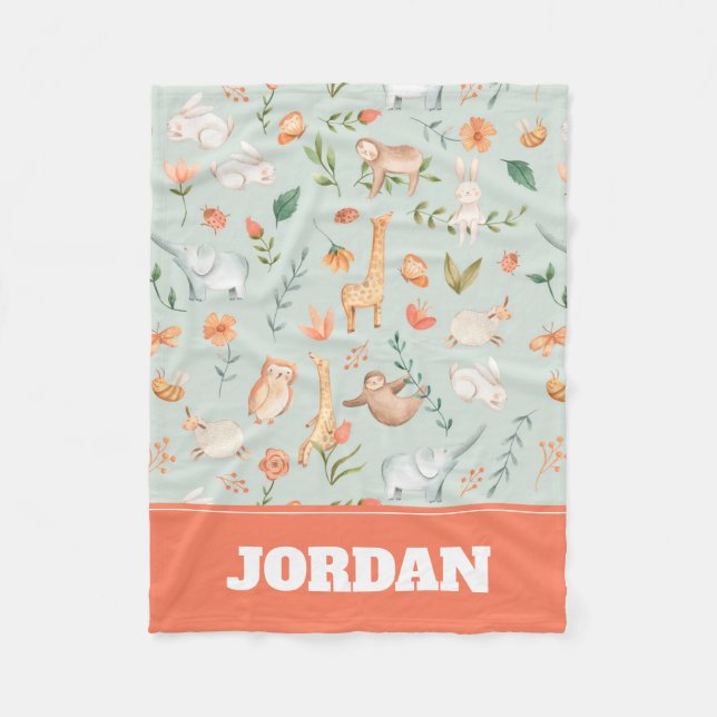 Cobertor De Velo Padrão de Pastel de Bebê-Teal-Cute (Frente)