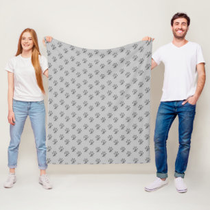 Cobertor De Velo Padrão de Pata Cinza Prata Moderno