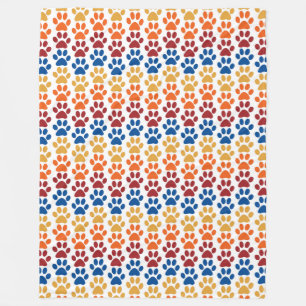 Cobertor De Velo Padrão de Pegada em Vermelho, Azul, Amarelo, Laran