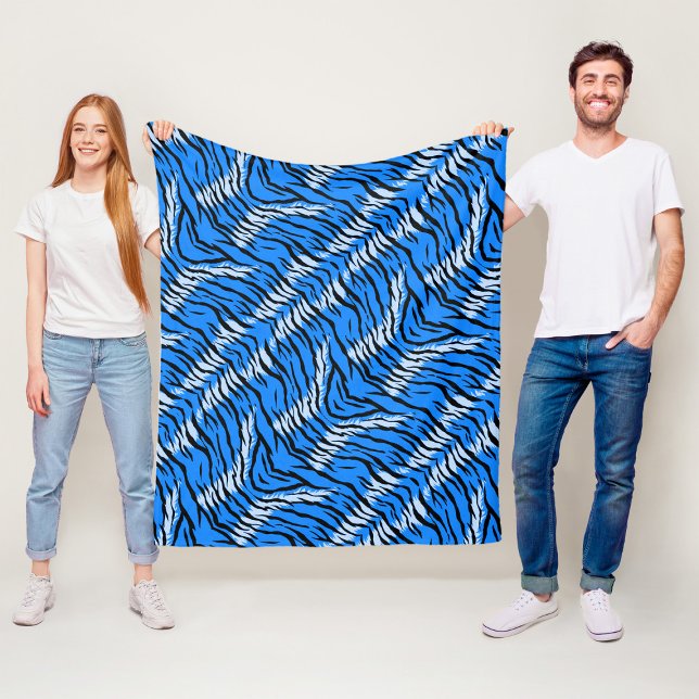 Cobertor De Velo Padrão de Pele de Tigre Azul Design (Criador carregado)