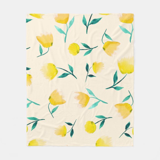 Cobertor De Velo Padrão de Peonia Floral de Abstrato de Aquarela (Frente)