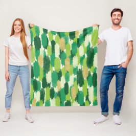 Cobertor De Velo Padrão de Pinceladas Abstratas em Dourado Verde