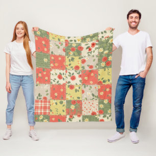 Cobertor De Velo Padrão de Piquenique com Remendo Floral Pastel (11