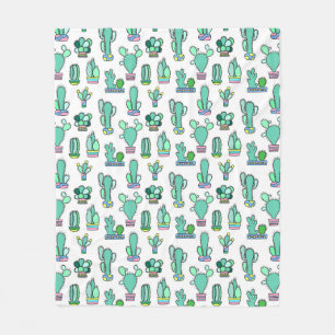Cobertor De Velo Padrão de Planta de Cactus Verde e Suculentos