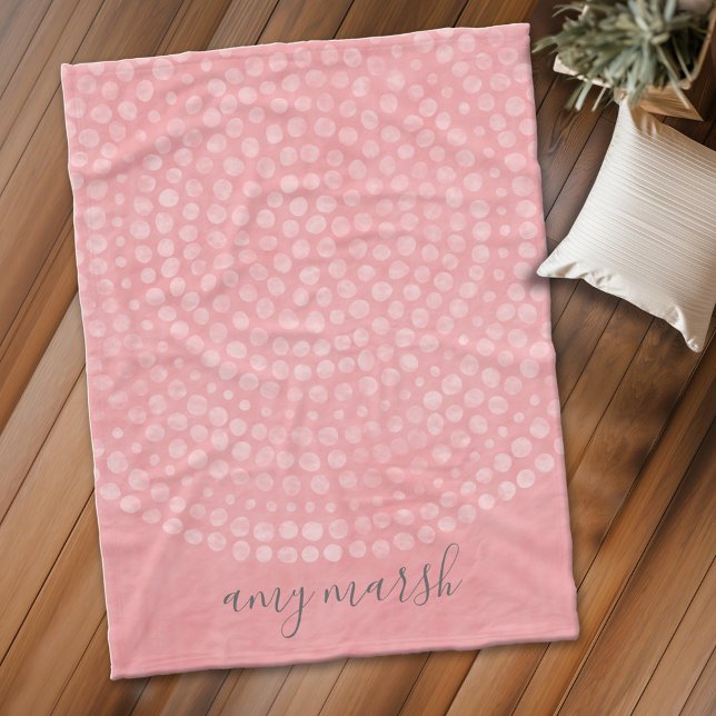 Cobertor De Velo Padrão de Ponto de Boho Moderno com nome de script (Boho pastel dot pattern personalized fleece blanket)