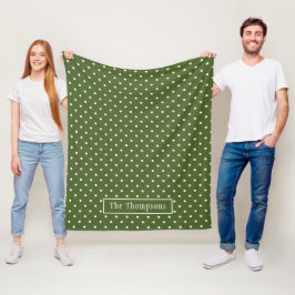Cobertor De Velo Padrão de Pontos Oliva Verde com Nome Personalizad