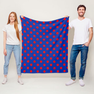 Cobertor De Velo Padrão de Pontos Polka Azuis Vermelhos no Azul 