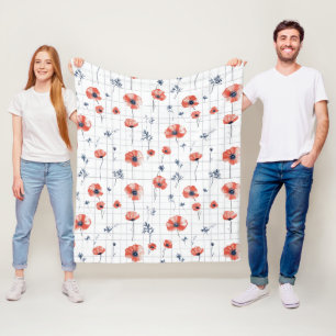 Cobertor De Velo Padrão de Presilhas Vermelhas com Aquarela em Bran
