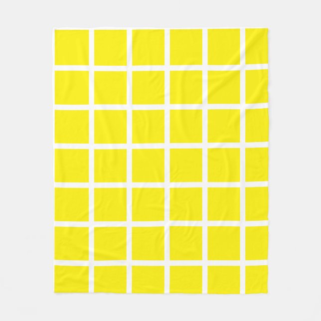 Cobertor De Velo padrão de quadrado amarelo com bordas brancas (Frente)