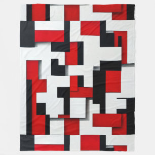 Cobertor De Velo Padrão de quadrado vermelho e preto com um fundo b