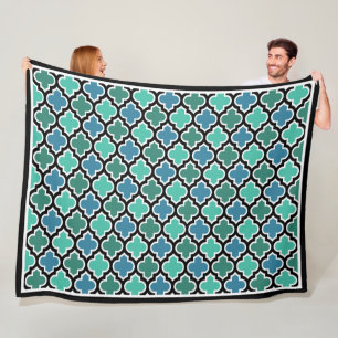 Cobertor De Velo Padrão de Quatrefoil Azul-Turquesa-Teal Marroquina