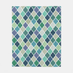 Cobertor De Velo Padrão de quatrefoil azul, verde e turquesa