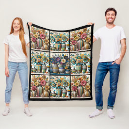 Cobertor De Velo Padrão de Quilt Floral Inspirado na Vintage Colori