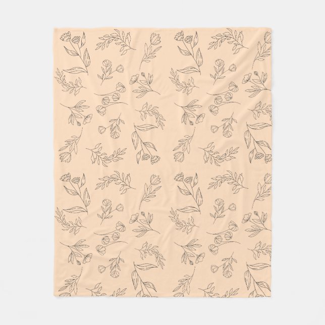 Cobertor De Velo Padrão de silhueta de flores (Frente)