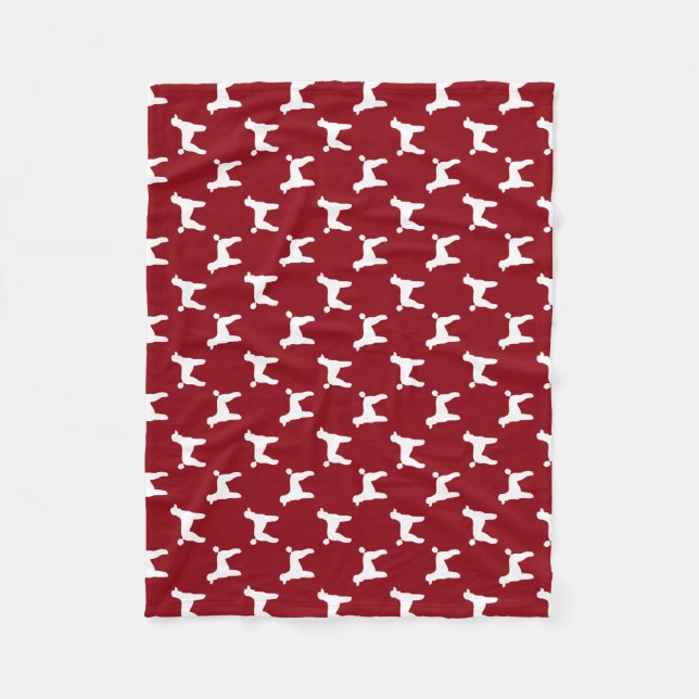 Cobertor De Velo Padrão de Silhuetas de Poodle Padrão Vermelho e Br (Frente)