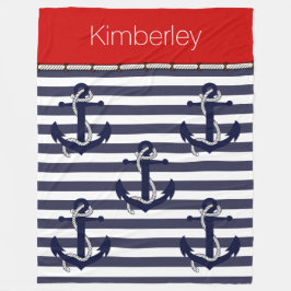 Cobertor De Velo Padrão de Stripes de Âncoras de Boas-Vindas Person