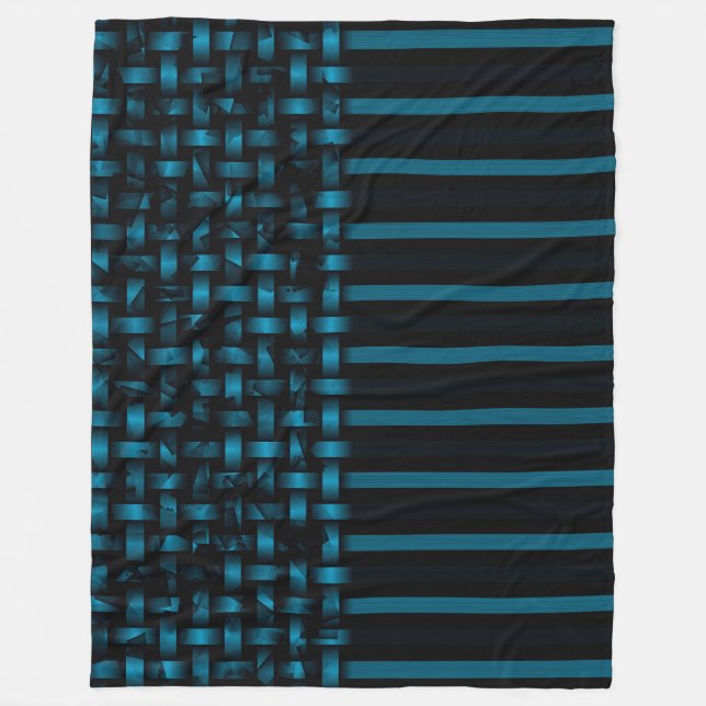 Cobertor De Velo Padrão de Tecido Abstrato Preto Azul (Frente)