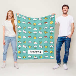 Cobertor De Velo Padrão de tempo bonito animado personalizado