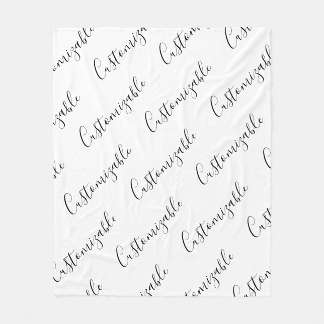 Cobertor De Velo Padrão de Texto de Script Moderno Editável | Preto (Frente)