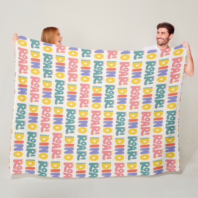 Cobertor De Velo Padrão de texto do Dino Roar (In Situ)