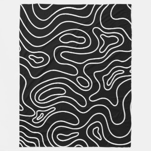 Cobertor De Velo Padrão de textura geométrica preto e branco elegan