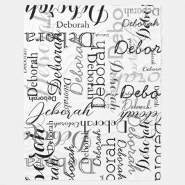 Cobertor De Velo Padrão de Tipografia Nomes Pretos em Branco