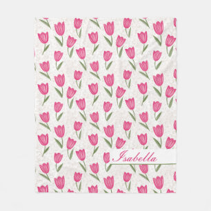 Cobertor De Velo Padrão de tulipa rosa personalizado