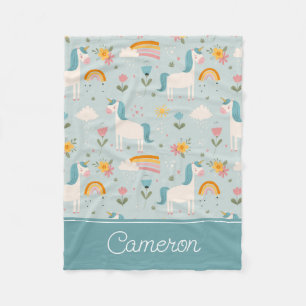 Cobertor De Velo Padrão de Unicórnio do Arco-Íris Cute pastel