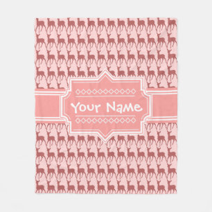 Cobertor De Velo Padrão de Veado de Salmão Rosa Coral Personalizado